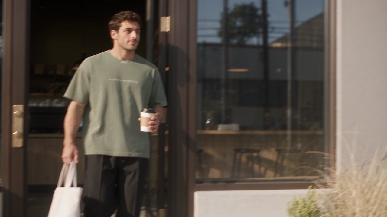 Berlancce: protagonista con camiseta verde salvia en una calle europea